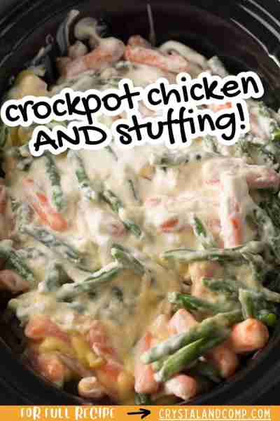 🐔 CROCKPOT CHICKEN AND STUFFING This makes a great freezer meal! 🥕 RECIPE BELOW