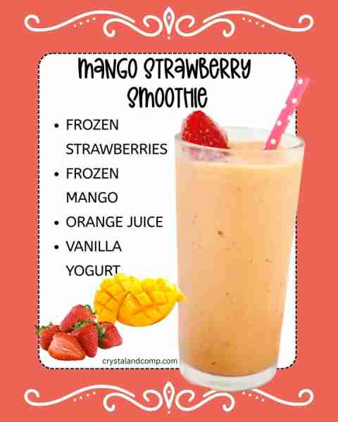 🍓🥭 STRAWBERRY MANGO SMOOTHIE It's mango season! Make this!! RECIPE BELOW