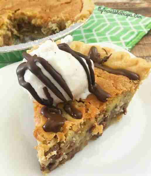 Vintage Toll House Chocolate Chip Pie! Topped with cold ice cream, it's Heavenly! 🍪 RECIPE BELOW!