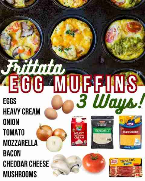 Delicious breakfast, no fuss! Try these Frittata Egg Muffins, made in 3 different ways for variety....