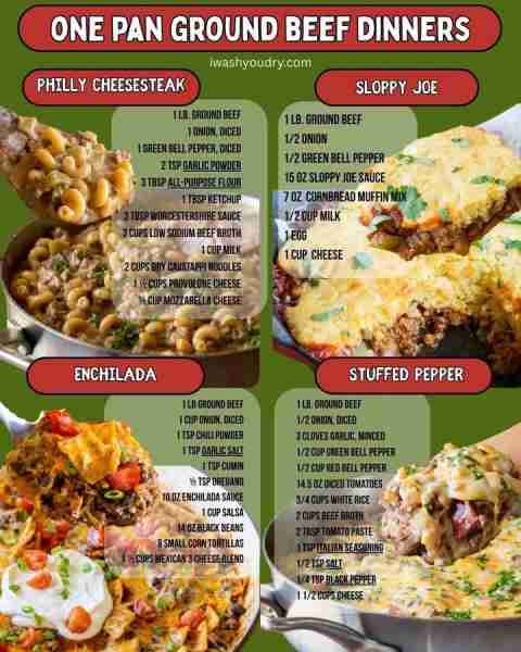 ((ONE PAN)) GROUND BEEF DINNERS!! Recipe created by I Wash... You Dry LINKS Philly Cheesesteak: http...