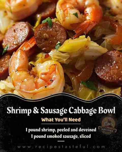 Shrimp and Sausage Cabbage Bowl: Ingredients: 1 pound shrimp, peeled and deveined 1 pound smoked sau...