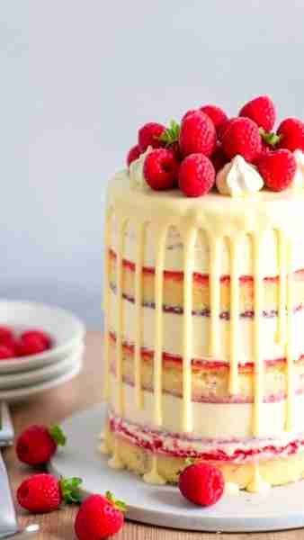 WHITE CHOCOLATE RASPBERRY DRIP CAKE Ingredients For the Vanilla Raspberry Cake Layers: 2½ cups all-p...
