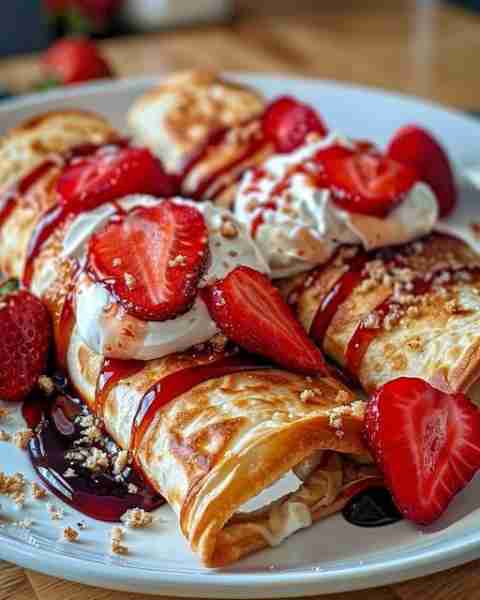 🍓 Strawberry Cheesecake Chimichangas 🍓These Strawberry Cheesecake Chimichangas are a fun and delic...