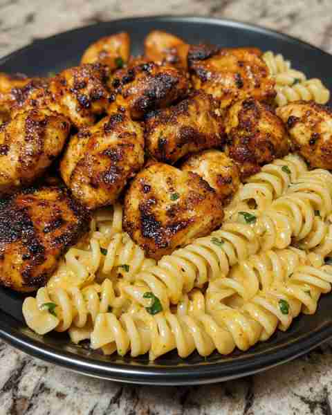 Smoky Cajun Chicken bites Rotini in Creamy Parmesan Ingredients: 1½ lbs boneless, skinless chicken b...