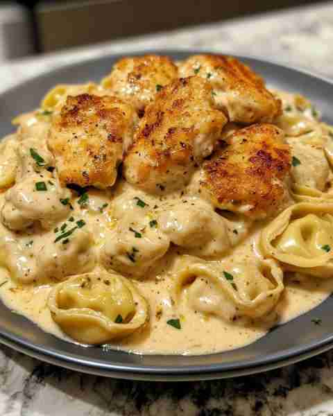 CREAMY CAJUN GARLIC CHICKEN TORTELLINI Ingredients: 1 (20 oz) package refrigerated cheese tortellini...