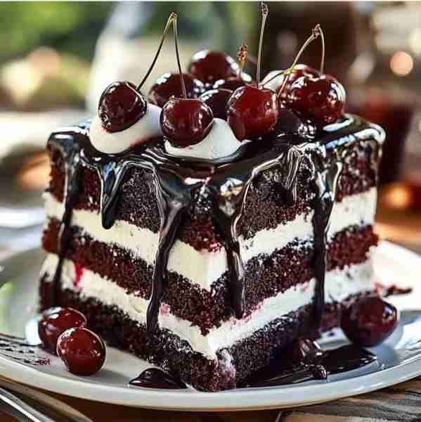 Homemade Chocolate Cherry Layer Cake with Whipped Cream & Ganache Ingredients For the Chocolate Spon...