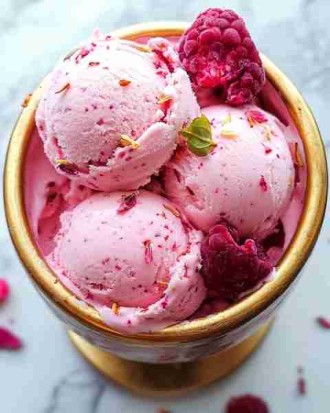 Raspberry Rose Ice Cream – Scoop & Sprinkle 🍦 A scoop of elegance! This Raspberry Rose Ice Cream bl...