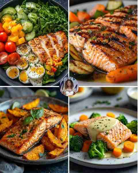 Garlic Herb Salmon & Roasted Veggies This Garlic Herb Salmon & Roasted Veggies is perfect for a heal...