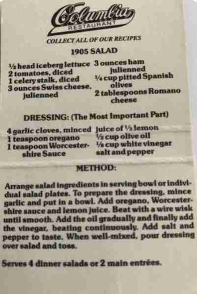 Columbia 1905 Salad with the Salad Dressing #yum #salad #tasty