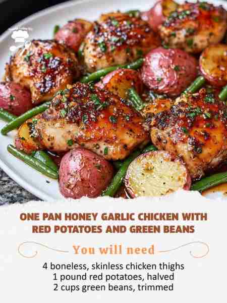 One Pan Honey Garlic Chicken with Red Potatoes and Green Beans Sweet and Savory One Pan Honey Garlic...