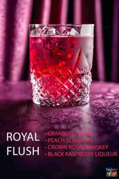 🍸 Royal Flush Recipe Ingredients: 1 oz Cranberry Juice 1 oz Peach Schnapps 1 oz Crown Royal Whiskey...
