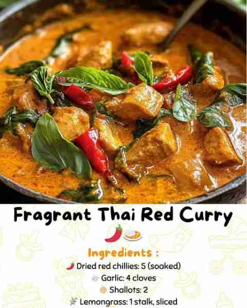 Fragrant Thai Red Curry 🌶️🍛 A creamy, aromatic curry with tender meat (or veggies), vibrant peppers...