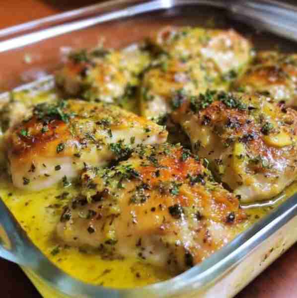 Garlic Herb Baked Chicken Thighs 🍗 Ingredients: 8 chicken thighs (bone-in, skin-on) 4 cloves garlic...