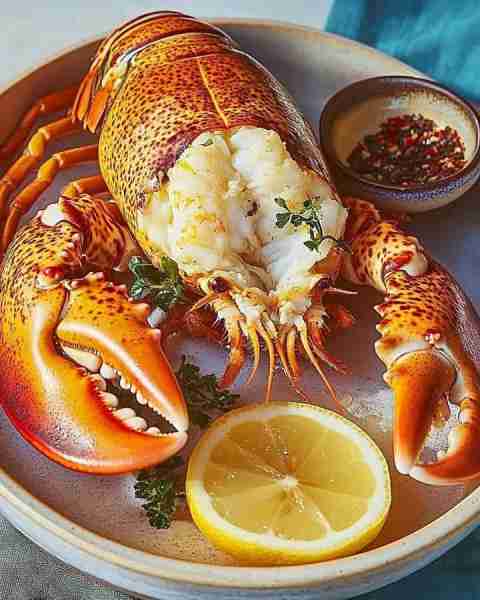 Lobster Tail With Lemon, Garlic And Aleppo Pepper 🦞🍋🌶️ Ingredients: - 2 lobster tails - 3 cloves...