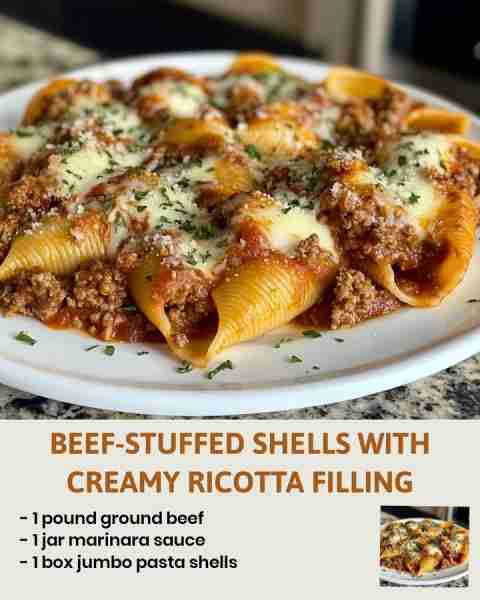 Beef-Stuffed Shells with Creamy Ricotta Filling Calling all pasta lovers! This indulgent recipe comb...