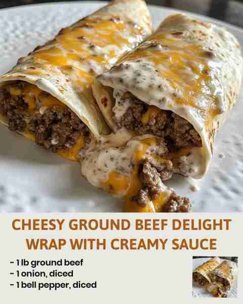Cheesy Ground Beef Delight Wrap with Creamy Sauce Indulge in this savory and satisfying dish that is...