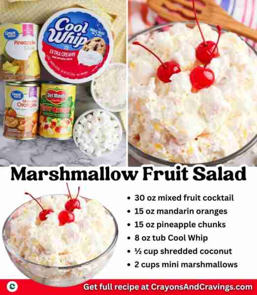 MARSHMALLOW FRUIT SALAD! 🍒🍍🍊🥥 - 15 oz ricotta cheese - 8 oz mascarpone cheese - 2 cups confectio...