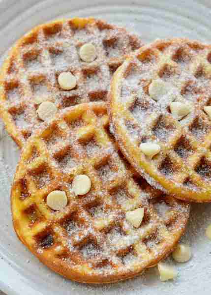 These Sweet Chaffles are perfect for a low-carb breakfast, snack, or dessert! Cheesy waffles are sof...