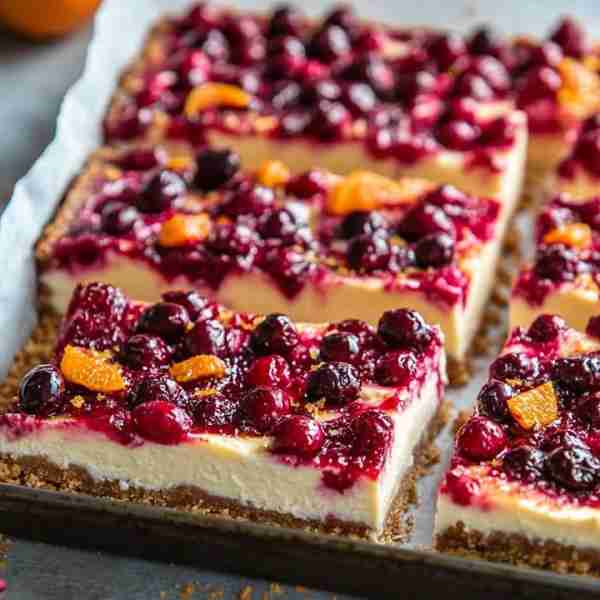 "🍊 CRANBERRY ORANGE CHEESECAKE BARS 🍰✨ Your new favorite 📝 INGREDIENTS: For the Crust: 1 1/2 cup...
