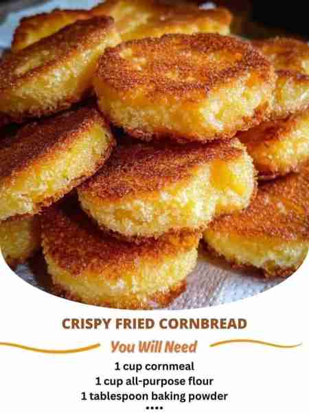 Crispy Fried Cornbread- Don't Lose This Ingredients: 1 cup cornmeal 1 cup all-purpose flour 1 tables...