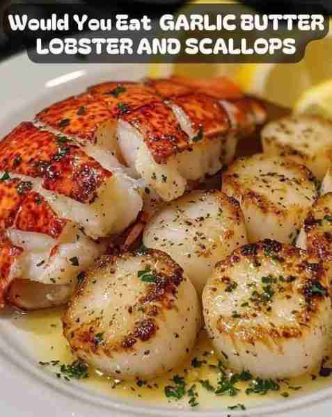 🦞 WOULD YOU EAT THIS GARLIC BUTTER LOBSTER AND SCALLOPS🍋✨ Succulent Garlic Butter Lobster & Scall...
