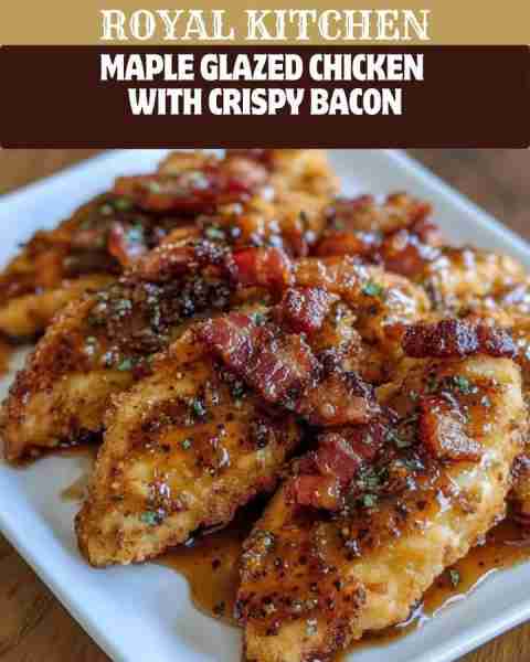 Maple Glazed Chicken with Crispy Bacon 🍁🥓 Ingredients 🛒 4 chicken breast fillets 1/2 cup flour Sa...