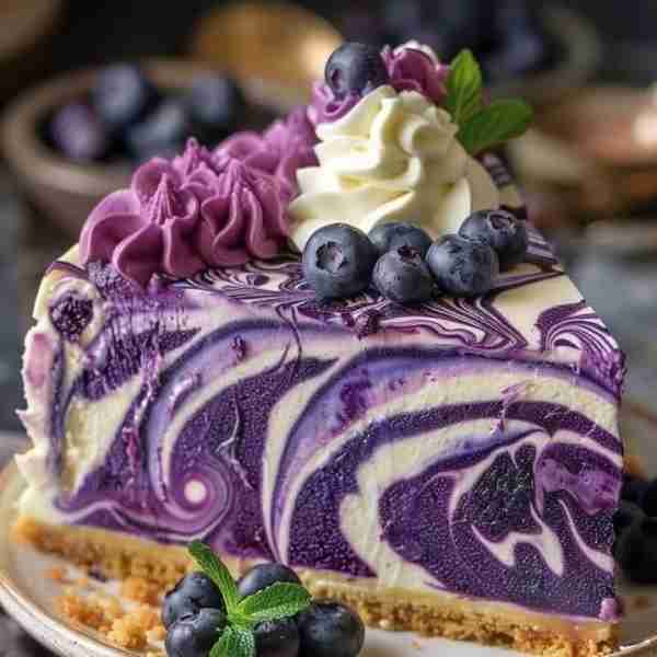 White Chocolate Blueberry Cheesecake 🤍💜 Ingredients: 2 cups graham cracker crumbs 1/2 cup melted b...