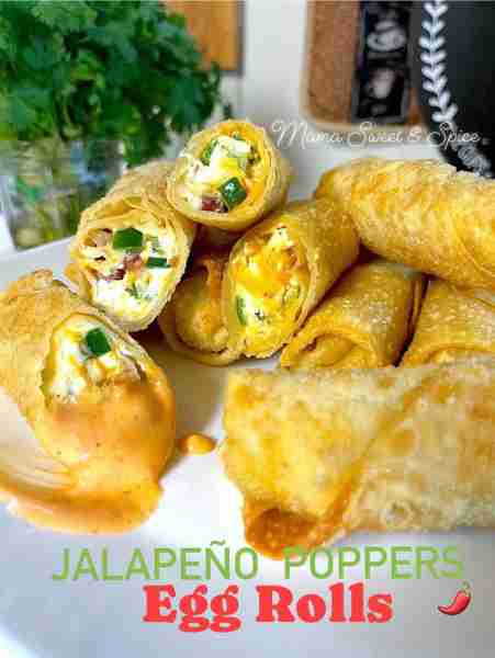 So Creamy and crunchy Jalapeño Poppers Egg rolls All you need: 1 block cream cheese -8 oz- sliced i...