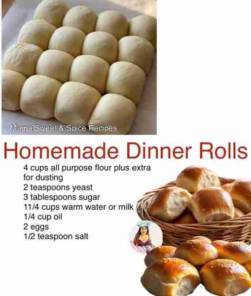 Homemade Dinner Rolls Here is my family’s dinner rolls recipe for you to try. Recipe: 4 cups all pur...