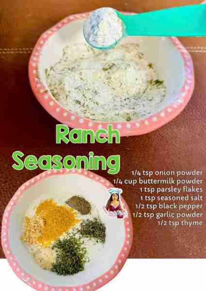 Homemade Ranch Seasoning Blends Ingredients: 1/4 tsp onion powder 1/4 cup buttermilk powder 1 tsp pa...