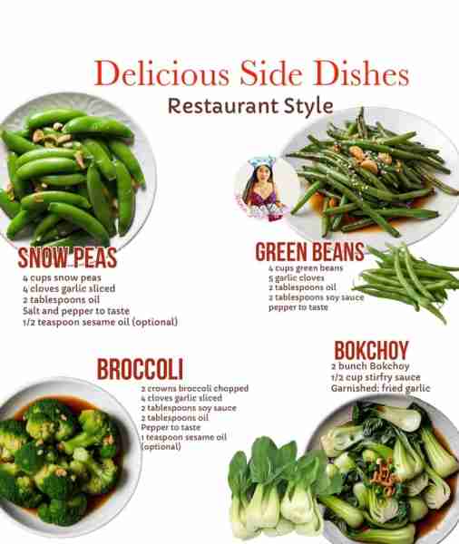 A keeper Recipe for a busy Mom! Delicious Side Dishes- Restaurant Style SNOW PEAS 4 cups snow peas 4...