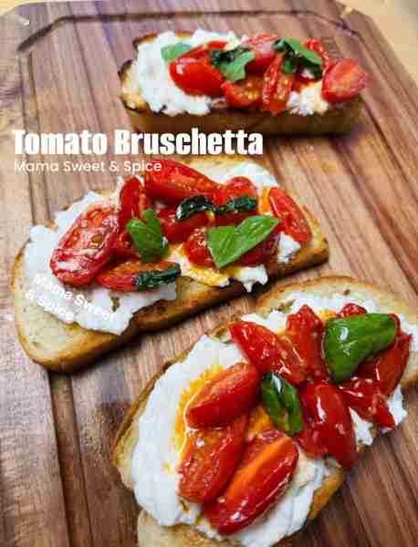 Mouthwatering Tomato Bruschetta Marinated tomatoes in olive oil, smells so good in the house today!...