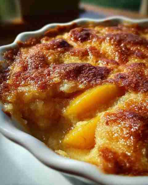 LAZY MAN'S PIE PEACH COBBLER Ingredients: - 1 stick butter or margarine (1/2 cup) - 1 cup milk - 1 c...