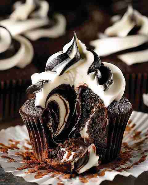 Marble Black and White Cupcakes Ingredients: For the Vanilla & Chocolate Cupcake Batter: 1 1/2 cups...