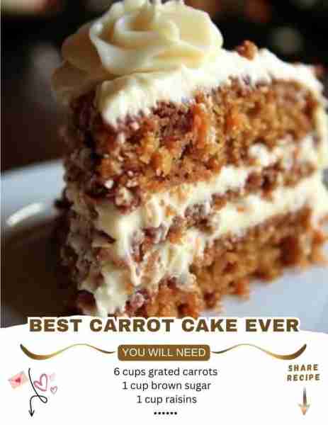 Best Carrot Cake Ever 😍 This classic carrot cake is moist, flavorful, and topped with creamy goodne...