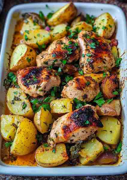 🇬🇷🍋🌿 Easy Greek Chicken and Potatoes—a simple yet incredibly flavorful Mediterranean classic! Tend...