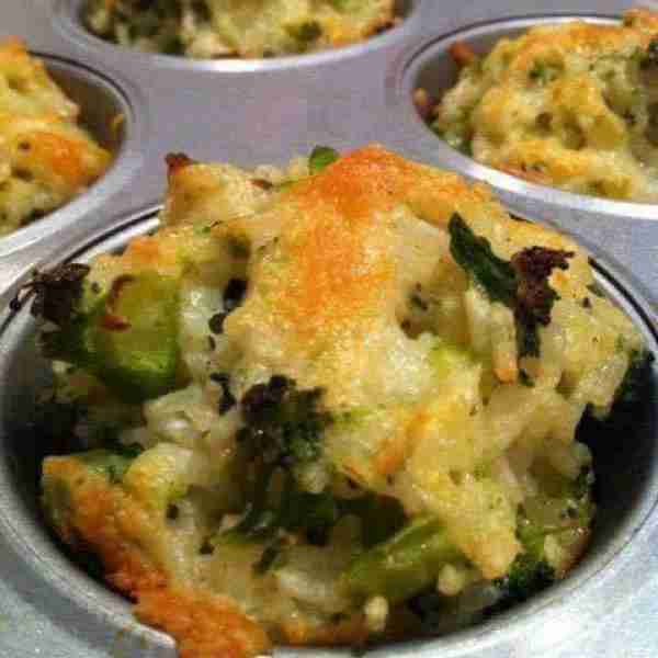 Baked Cheddar-Broccoli Rice Cups Ingredients: 1 10 – ounce thawed broccoli 1 cup chicken stock 1 cup...