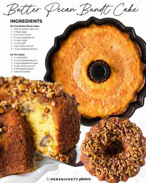 Butter Pecan Bundt Cake 🤩 You'll need ⬇️ For the Butter Pecan Cake 15.25 oz yellow cake mix 4 large...