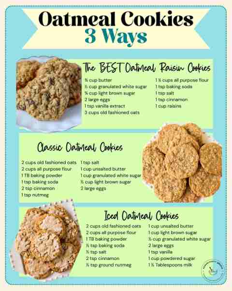 OATMEAL COOKIES - 3 ways! Which would you reach for? 🤎 🤎 🤎 🍪 OATMEAL RAISIN ¾ cup butter ½ cup g...