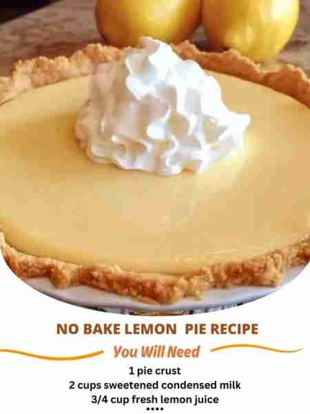 No Bake Lemon Pie Ingredients: - 1 cup crushed graham crackers - 1/2 cup melted butter - 1 can sweet...