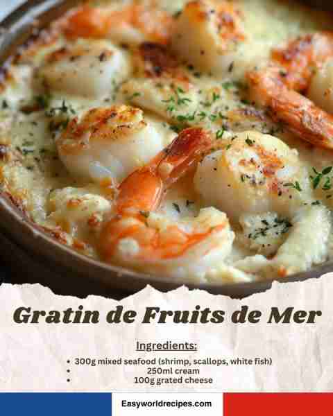 🇫🇷 Gratin de Fruits de Mer (Seafood Gratin) 🦐 Creamy, cheesy, and bubbling—this seafood gratin is t...