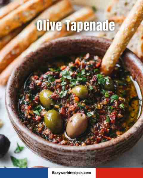 🫒 Olive Tapenade 🇫🇷🍞 A bold, savory spread of olives and capers—perfect for your crusty baguette m...