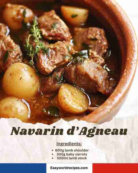 🇫🇷 Navarin d’Agneau (Spring Lamb Stew) 🍖 A tender lamb stew with baby vegetables in a herbed broth—...
