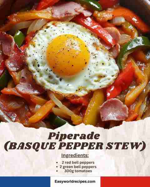 🇫🇷 Piperade (Basque Pepper Stew) 🌶️ A colorful stew from Basque country—sweet peppers, ripe tomatoes...
