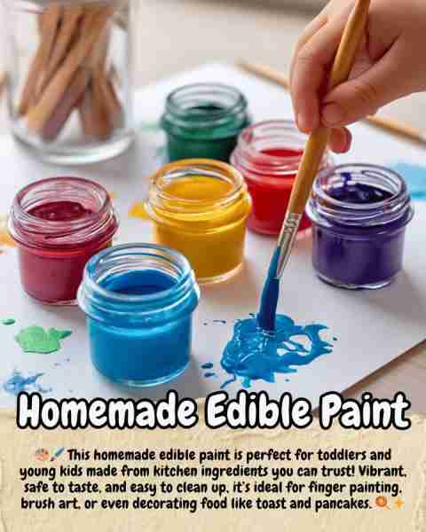 🖌️ Homemade Edible Paint : Safe, Colourful Fun for Creative Kids Who Love to Taste & Paint! 🛒 Ingr...