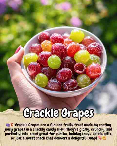 🍇 Crackle Grapes : Sweet, Crunchy Candy-Coated Grapes That Pop in Every Bite! Ingredients (makes ab...