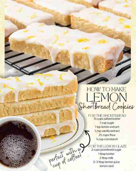 These Lemon Shortbread Cookies are buttery, zesty, and glazed to perfection! 🍋✨ Whip up a batch of...