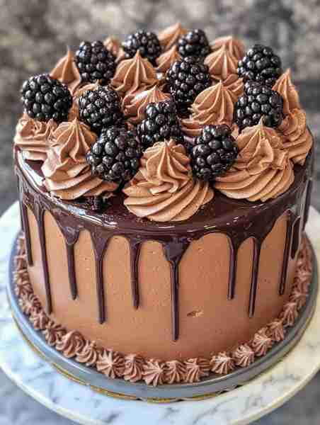 Chocolate Blackberry Layer Cake 🎂🍫🍇 Ingredients: Chocolate Cake Layers: 2 cups all-purpose flou...