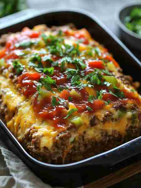 Cheesy Stuffed Meatloaf 🫑🥩🧄 Ingredients: 2 lbs ground beef 1/2 cup breadcrumbs 1/2 cup milk...